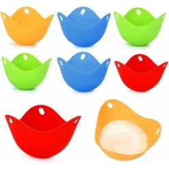 HIASDFLS Cuiseur Vapeur œufs Pochés 8Pcs, œufs Pochés Moule, Oeuf Dur Pocheuse Silicone, Easy Egg Cooker, Oeuf Poach Pods Pot