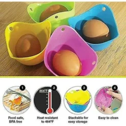 Set Of 6 Silicone Poaching Cups For Perfect Poached Eggs