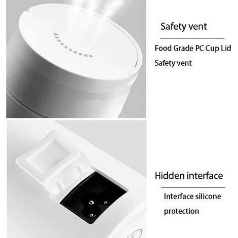 Travel Electric Water Cup, Portable Kettle, Electric Heating Water Cup, Small Mini Home Dormitory, Portable Travel Heating Cup (White) 3 Travel Electric Water Cup, Portable Kettle, Electric Heating Water Cup, Small Mini Home Dormitory, Portable Travel Heating Cup (White) - Image 3