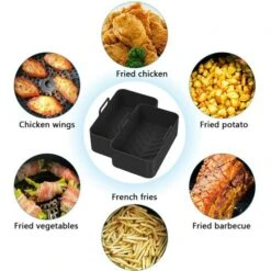 Silicone Pot For Ninja Double Air Fryer, 2PCS Reusable Air Fryer Liners, Silicone Air Fryer Basket, Accessory For Air Fryer, Oven, Microwave, Cake Mold, Black 8 Silicone Pot For Ninja Double Air Fryer, 2PCS Reusable Air Fryer Liners, Silicone Air Fryer Basket, Accessory For Air Fryer, Oven, Microwave, Cake Mold, Black -Kitchen Appliances Store 89794463 4