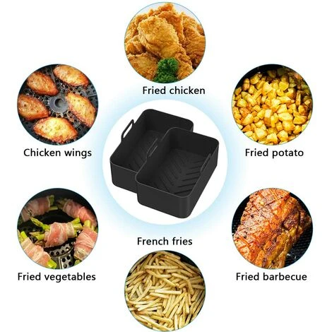 Silicone Pot For Ninja Double Air Fryer, 2PCS Reusable Air Fryer Liners, Silicone Air Fryer Basket, Accessory For Air Fryer, Oven, Microwave, Cake Mold, Black 4 Silicone Pot For Ninja Double Air Fryer, 2PCS Reusable Air Fryer Liners, Silicone Air Fryer Basket, Accessory For Air Fryer, Oven, Microwave, Cake Mold, Black - Image 4