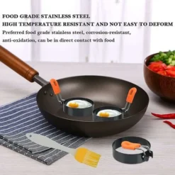 Large 3&quot Non-Stick Egg Rings Set Of 4 Stainless Steel Egg Rings With Oil Brush -Kitchen Appliances Store 89795497 4