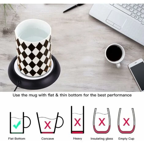 MODOU - USB Cup Warmer, Plate Drink Warmer, Heated Coasters For Coffee Warmer Utensils For Bar Office Home (Black) 3 MODOU - USB Cup Warmer, Plate Drink Warmer, Heated Coasters For Coffee Warmer Utensils For Bar Office Home (Black) - Image 3