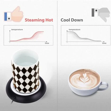 MODOU - USB Cup Warmer, Plate Drink Warmer, Heated Coasters For Coffee Warmer Utensils For Bar Office Home (Black) 5 MODOU - USB Cup Warmer, Plate Drink Warmer, Heated Coasters For Coffee Warmer Utensils For Bar Office Home (Black) - Image 5