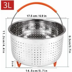 Stainless Steel Steamer Basket, 3L Vegetable Steamer Basket, Pressure Cooker Steamer Basket, Instant Steamer Basket, With Silicone Covered Handle, For Vegetable And Food Cooking - MODOU -Kitchen Appliances Store 89804879 3