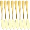 8 Pieces Butter Knife Jam Knife, Stainless Steel Butter Knives, For Butter, Cream, Cheese, Chocolate, Ketchup, Mirror Polished, Dishwasher Safe, Gold - MODOU