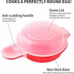 2 Pack Microwave Egg Cooker 1 Minute Hamburger Omelette Kitchen Tool (Red And Clear) -Kitchen Appliances Store 90104371 3