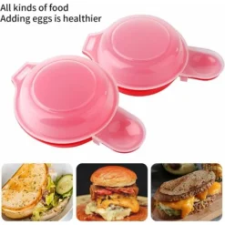 2 Pack Microwave Egg Cooker 1 Minute Hamburger Omelette Kitchen Tool (Red And Clear) -Kitchen Appliances Store 90104371 5