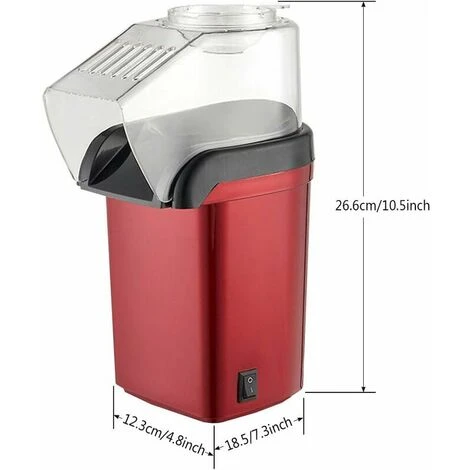 Popcorn Machine 1200W Popcorn Machine, Popcorn Machine, Healthy Hot Air Popcorn Maker Oil And Fat Free (Red) 4 Popcorn Machine 1200W Popcorn Machine, Popcorn Machine, Healthy Hot Air Popcorn Maker Oil And Fat Free (Red) - Image 4