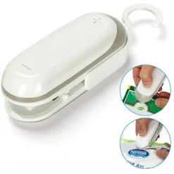 Mini Bag Sealer, 2 In 1 Heat Sealer And Mini Cutter For Plastic Bag Storage Snack Cookies Fresh (White)