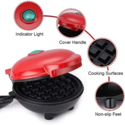 Mini Waffle Maker Machine For Individual Waffles, Paninis, Hash Browns Pink -Kitchen Appliances Store 90745702 4