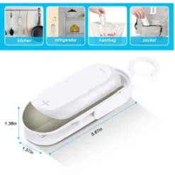 Mini Bag Sealer, 2 In 1 Heat Sealer And Mini Cutter For Plastic Bag Storage Snack Cookies Fresh (White) -Kitchen Appliances Store 90747340 5