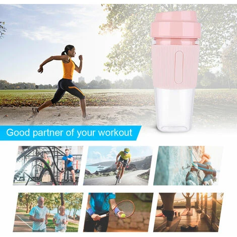 Portable Blender Juicer Cup Mini Smoothies Maker Rechargeable Blender Personal Size Blender Travel Cup With Safety Guard (Pink) 2 Portable Blender Juicer Cup Mini Smoothies Maker Rechargeable Blender Personal Size Blender Travel Cup With Safety Guard (Pink) - Image 2