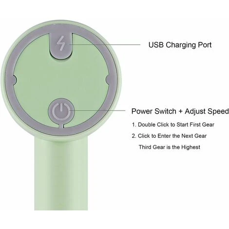 Detachable Double-Stick USB Egg Beater Portable Electric Egg Whisk Cordless 3-Speed Adjustable Stainless Steel Kitchen Mixer, Green 3 Detachable Double-Stick USB Egg Beater Portable Electric Egg Whisk Cordless 3-Speed Adjustable Stainless Steel Kitchen Mixer, Green - Image 3