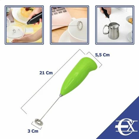 Milk Frother - Electric Whisk - Battery Operated Mini Whisk - Stainless Steel Plastic Coffee Frother - Kitchen Accessories - Green 2 Milk Frother - Electric Whisk - Battery Operated Mini Whisk - Stainless Steel Plastic Coffee Frother - Kitchen Accessories - Green - Image 2