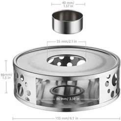 Stainless Steel Teapot Warmer With Candle Holder And Teapot -Kitchen Appliances Store 91889340 3