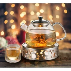 Stainless Steel Teapot Warmer With Candle Holder And Teapot -Kitchen Appliances Store 91889340 5