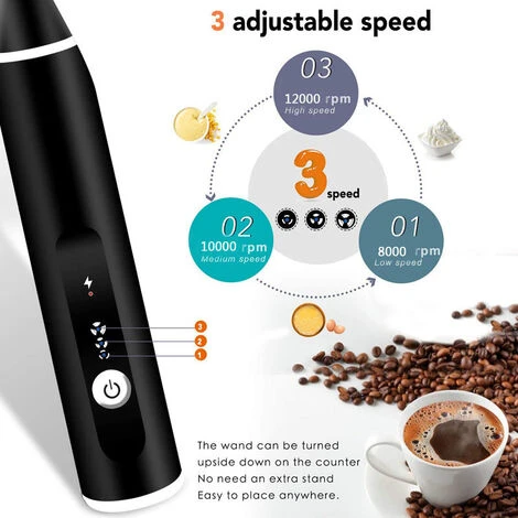 Rechargeable Electric Milk Frother With For Coffee, Matcha, Latte Cappuccino, Hot Chocolate 3 Rechargeable Electric Milk Frother With For Coffee, Matcha, Latte Cappuccino, Hot Chocolate - Image 3