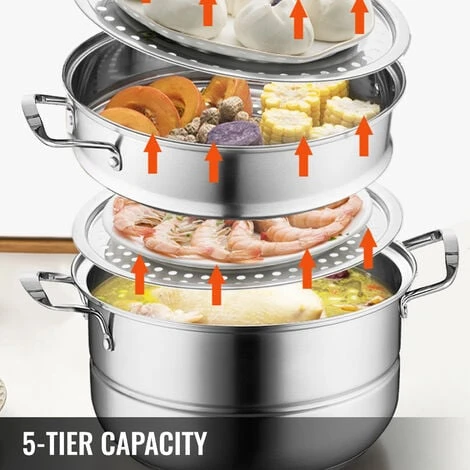 VEVOR Food Steamer Pot Stainless Steel Food Steamer 30cm Cooking Tool 12 Heating Steamed Dishes Soup 2 VEVOR Food Steamer Pot Stainless Steel Food Steamer 30cm Cooking Tool 12 Heating Steamed Dishes Soup - Image 2