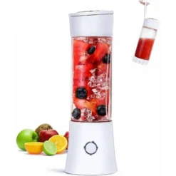 Portable Juice Blender, Milkshake, Fruit And Vegetable Juicer, Mixer, 480ml, BPA Free, Mini USB Smoothie Blender, 100W, Christmas Gift For Family(White)