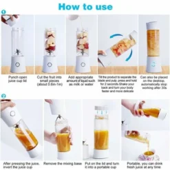 Portable Juice Blender, Milkshake, Fruit And Vegetable Juicer, Mixer, 480ml, BPA Free, Mini USB Smoothie Blender, 100W, Christmas Gift For Family（White） -Kitchen Appliances Store 92585734 5