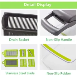 12 In 1 Kitchen Mandoline, Professional Kitchen Mandoline With 6 Replaceable Blades, Multifunctional Vegetable Cutter For Slicing, Cutting And Shredding Vegetables 7 12 In 1 Kitchen Mandoline, Professional Kitchen Mandoline With 6 Replaceable Blades, Multifunctional Vegetable Cutter For Slicing, Cutting And Shredding Vegetables -Kitchen Appliances Store 92864650 3