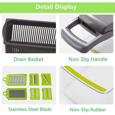 12 In 1 Kitchen Mandoline, Professional Kitchen Mandoline With 6 Replaceable Blades, Multifunctional Vegetable Cutter For Slicing, Cutting And Shredding Vegetables 3 12 In 1 Kitchen Mandoline, Professional Kitchen Mandoline With 6 Replaceable Blades, Multifunctional Vegetable Cutter For Slicing, Cutting And Shredding Vegetables - Image 3