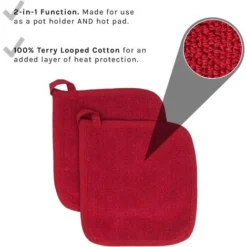 Cotton Terry Cloth Potholder Set, Kitchen Heating Pad, 2 Pack -Kitchen Appliances Store 92865061 4