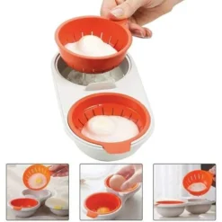 Microwave Egg Boiler Double Cup Double Layer Cookware (2 PSC) -Kitchen Appliances Store 92865399 3