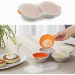 Microwave Egg Boiler Double Cup Double Layer Cookware (2 PSC) -Kitchen Appliances Store 92865399 5