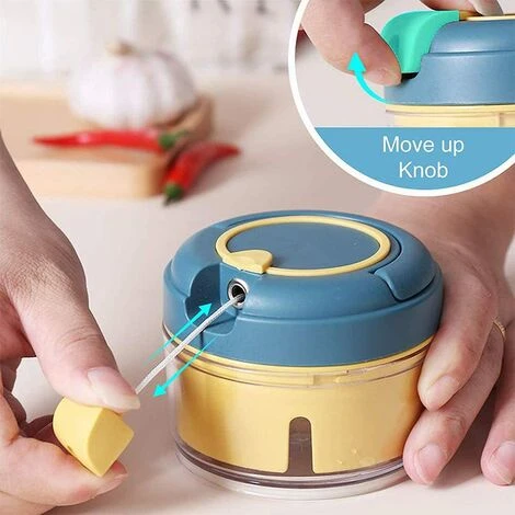 Pieces Manual Chopper, Kitchen Chopper, Vegetable Chopper, Garlic Chopper, Mini Chopper, Fruit Vegetable Chopper, Onion Chopper, For Vegetable, Fruit, Onion, Garlic (Yellow Blue) 2 Pieces Manual Chopper, Kitchen Chopper, Vegetable Chopper, Garlic Chopper, Mini Chopper, Fruit Vegetable Chopper, Onion Chopper, For Vegetable, Fruit, Onion, Garlic (Yellow Blue) - Image 2