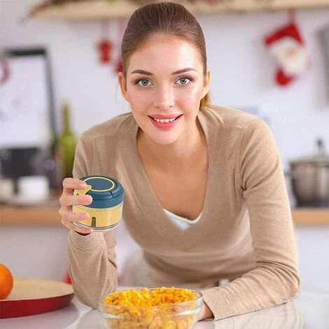 Pieces Manual Chopper, Kitchen Chopper, Vegetable Chopper, Garlic Chopper, Mini Chopper, Fruit Vegetable Chopper, Onion Chopper, For Vegetable, Fruit, Onion, Garlic (Yellow Blue) 5 Pieces Manual Chopper, Kitchen Chopper, Vegetable Chopper, Garlic Chopper, Mini Chopper, Fruit Vegetable Chopper, Onion Chopper, For Vegetable, Fruit, Onion, Garlic (Yellow Blue) - Image 5