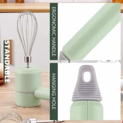 Portable Electric Hand Mixer, 3 Speed Cordless Egg Whisk, USB Rechargeable Kitchen Mixer, Cordless Mini Hand Mixer With 2 Stainless Steel Beaters For Egg Cake Cream -Kitchen Appliances Store 93486105 4