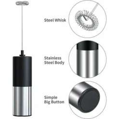 Portable Milk Frother For Coffee, Electric Latte Whisk, Milk Frother, Mini Mixer For Lattes, Cappuccino, Hot Chocolate -Kitchen Appliances Store 93495472 3