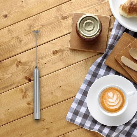 Portable Milk Frother, Battery Operated Portable Electric Milk Frother Coffee Maker Latte Cappuccino 304 Stainless Steel Whisk 2 Portable Milk Frother, Battery Operated Portable Electric Milk Frother Coffee Maker Latte Cappuccino 304 Stainless Steel Whisk - Image 2