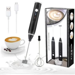 Portable Milk Frother With 1 Heads, Coffee Whisk Froth Mixer With 3 USB Rechargeable Speeds, Mini Electric Handheld Latte Mixer -Kitchen Appliances Store 93503966 5
