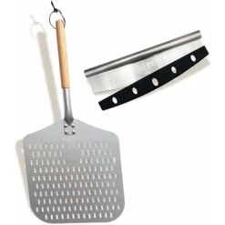 Perforated Pizza Peel, Professional 12 X 14 Car Peeled Alumina Anodized Blade With Removable Wooden Handle For Homemade Pizza