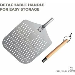 Perforated Pizza Peel, Professional 12 X 14 Car Peeled Alumina Anodized Blade With Removable Wooden Handle For Homemade Pizza -Kitchen Appliances Store 93531471 3