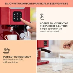 Klarstein BellaVita Coffee Maker 3-in-1 1450 W 20 Bar Milk Frother -Kitchen Appliances Store 93883279 3