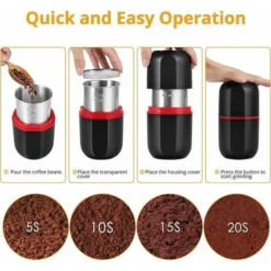 150W Electric Coffee Grinder, Bean Grinder, 120g Capacity, With Cleaning Brush, 2-in-1 Teaspoon And Tamper (Black) 7 150W Electric Coffee Grinder, Bean Grinder, 120g Capacity, With Cleaning Brush, 2-in-1 Teaspoon And Tamper (Black) -Kitchen Appliances Store 93888626 3