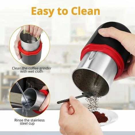 150W Electric Coffee Grinder, Bean Grinder, 120g Capacity, With Cleaning Brush, 2-in-1 Teaspoon And Tamper (Black) 4 150W Electric Coffee Grinder, Bean Grinder, 120g Capacity, With Cleaning Brush, 2-in-1 Teaspoon And Tamper (Black) - Image 4