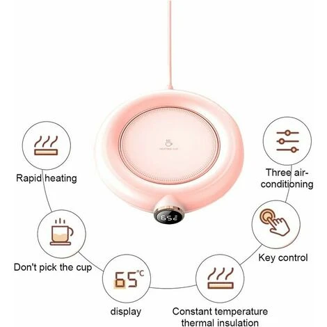 Coffee Mug Warmer, Automatic Shut Off USB Cup Warmer, Electric Beverage Heater, Tea Drink Heater Tray Mug Pad Heating Coaster Pad 220V (Pink) 3 Coffee Mug Warmer, Automatic Shut Off USB Cup Warmer, Electric Beverage Heater, Tea Drink Heater Tray Mug Pad Heating Coaster Pad 220V (Pink) - Image 3