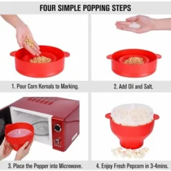 Popcorn Bowl Microwave Popcorn Popcorn Maker Collapsible Silicone Hot Air Popcorn Container With Lid And Handle -Kitchen Appliances Store 94621530 3