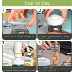 Electric Mason Jar Vacuum Sealer - Jar Seal Pump Kit -Kitchen Appliances Store 94629259 5
