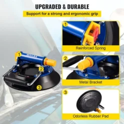 VEVOR Glass Lifting Vacuum Suction Cup, 8'' Glass Lifter Suction Cup, 330lbs Load Capacity Glass Lifting Suction Cup, Heavy-Duty Hand-Held Glass Lifter For Moving Large Granite Tile & Replacing Window -Kitchen Appliances Store 94721183 4