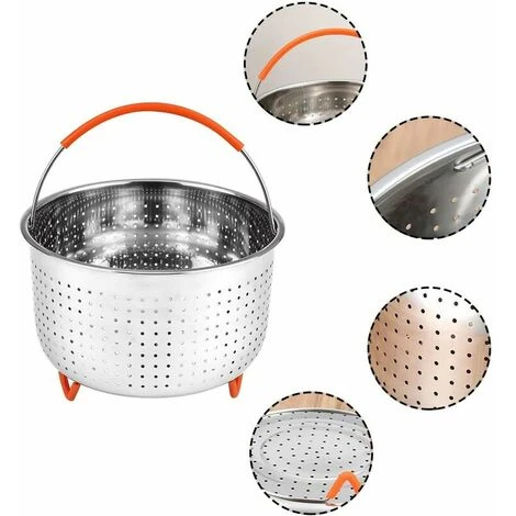 Stainless Steel Steamer Basket Instant Steamer Basket With Silicone Covered Handle Cooking Vegetables And Food 2 Stainless Steel Steamer Basket Instant Steamer Basket With Silicone Covered Handle Cooking Vegetables And Food - Image 2