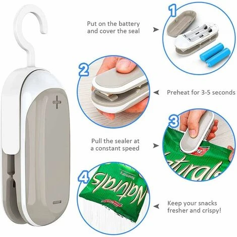 Mini Machine à Sceller Portable 2 En 1 Machine Thermoscellage Petite Scelleuse Sac Pratique Mini Scellant Sac Thermique Avec Un Crochet Pour Les Sacs Chips Stockage Des Aliments Snack Fresh Bag 5 Mini Machine à Sceller Portable 2 En 1 Machine Thermoscellage Petite Scelleuse Sac Pratique Mini Scellant Sac Thermique Avec Un Crochet Pour Les Sacs Chips Stockage Des Aliments Snack Fresh Bag - Image 5