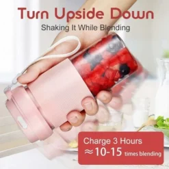 Mixeur Portable, Mini Melangeur A Smoothie, Melangeur De Fruits Personnel, Presse-agrumes Electrique USB Portable Avec 2 Lames, Batterie Rechargeable 1400 MAh -Kitchen Appliances Store 95077636 5