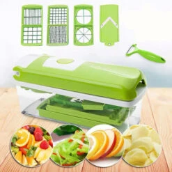 Genius Nicer Dicer Smart (12 Pcs.) In Green - Vegetable Cutter For Cubes, Sticks, Slices, Strips And Quarters - Salad Cutter Mandolin Cucumber Slicer -Kitchen Appliances Store 95522293 3
