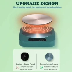 Coffee Mug Cup Warmer Coaster For Coffee Tea Cocoa Milk Food Fruits Candle, Aluminum Metal Panel, Safe Reliable, Green (4" X 5") -Kitchen Appliances Store 95523688 3